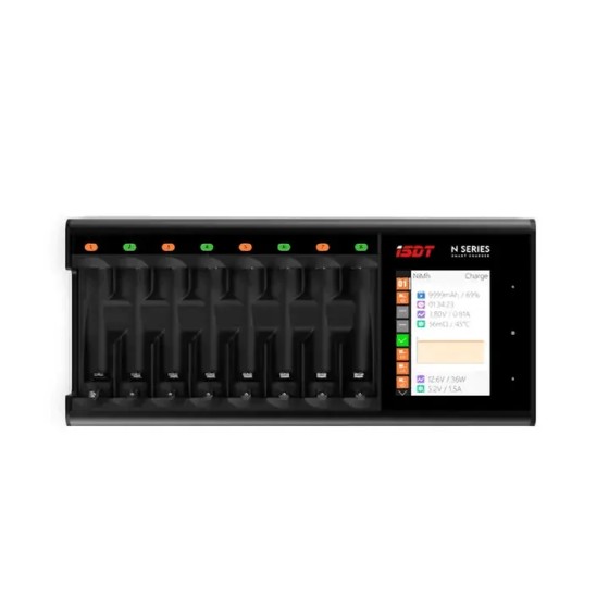 ISDT N8 18W 1.5A Multichannel 8CH LCD AA/AA Battery Smart Quick Balanced Fast Charger LiIon LiHv Life NiMh Nicd Nizn RC Parts